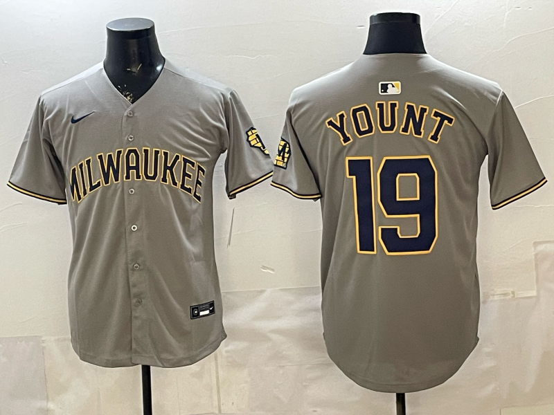 Men 2026 Milwaukee Brewers #19 Yount grey Game Nike MLB Jersey 0401002